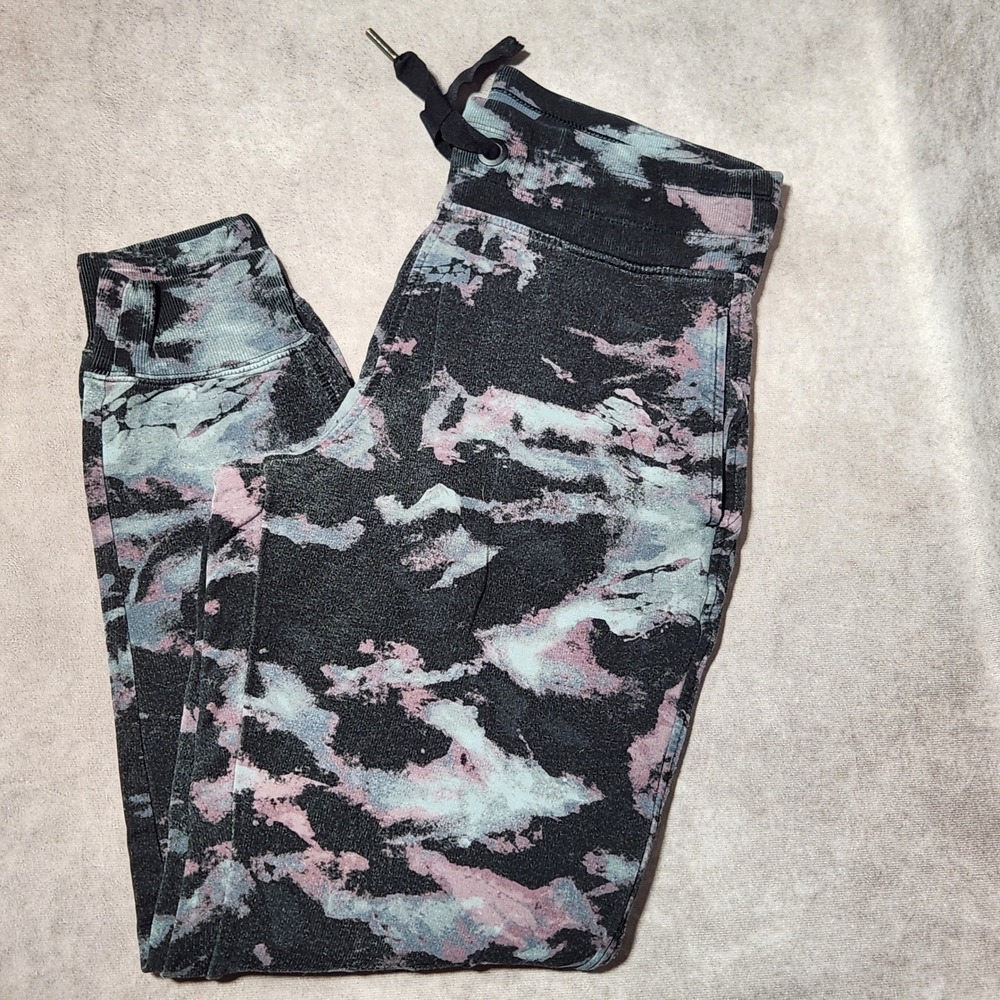 Athleta Balance Printed Joggers Small Tie Dye Camo Multicolor/Black Pockets